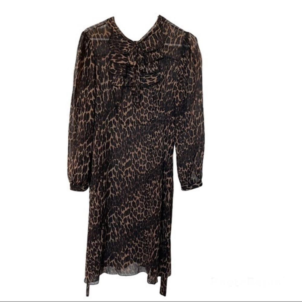 Betsey Johnson Brown and Black Leopard Print Midi Dress Sz. 6